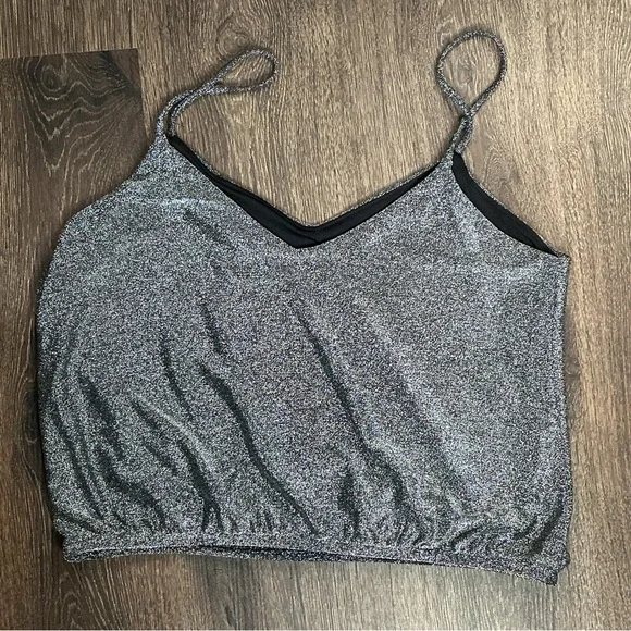 Express Black and Silver Crop Top - Picture 3 of 3